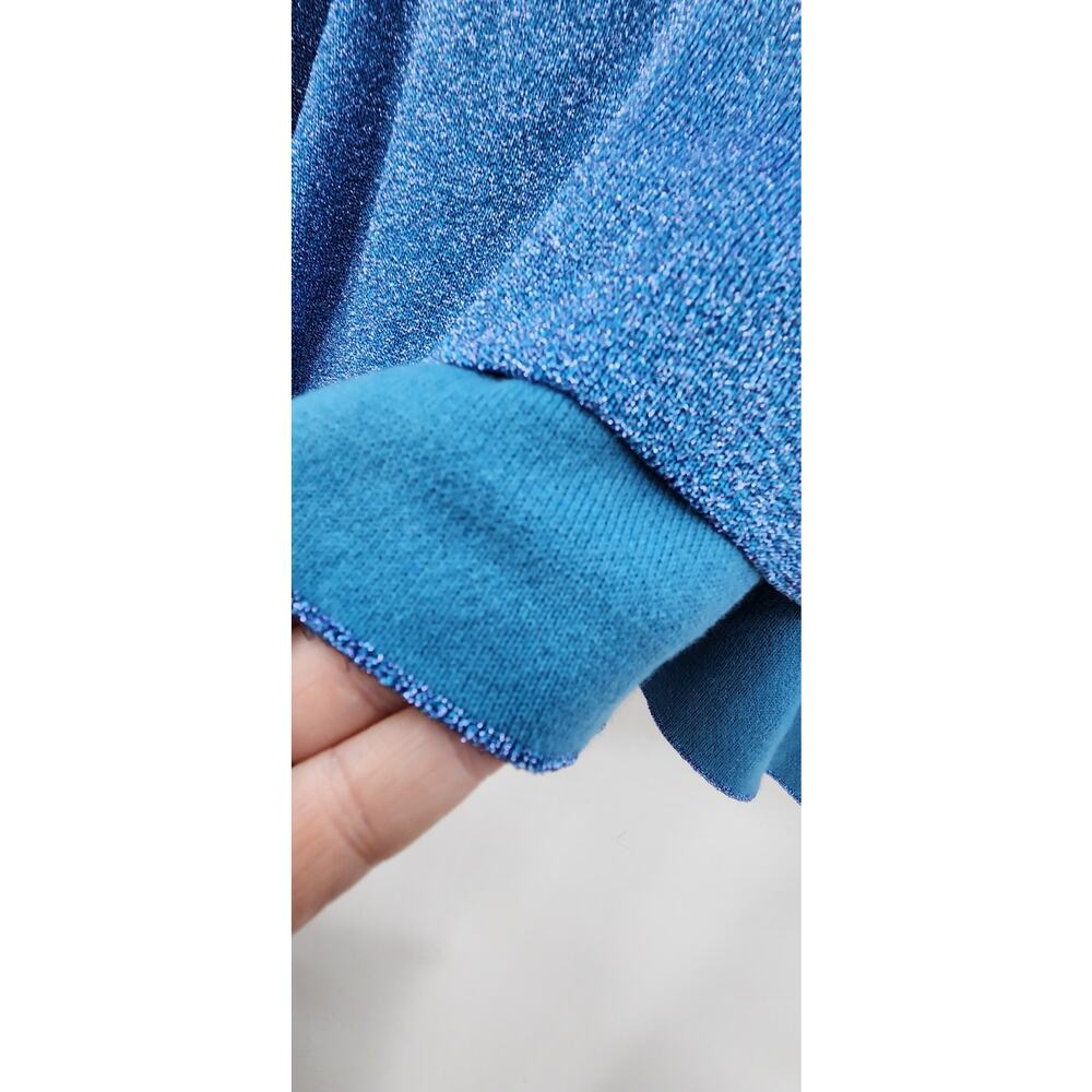 New NWT J. Crew Blue Metallic Crewneck Side Slit Sweater Size XL B7262 - Picture 7 of 9